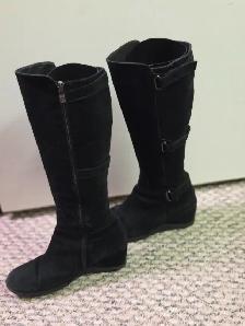 Women's black leather knee-high Boots. Size 7.5 - Photo 4