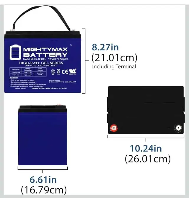 Super jel batteries 12 v  75Ah - Photo 3