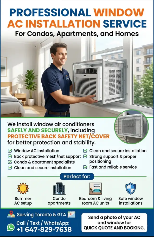 Window AC Installation & Protective Back Net Service