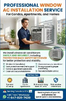 Window AC Installation & Protective Back Net Service