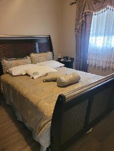 Queen bed and dresser set for sale.