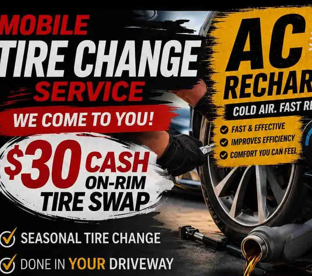 SAME DAY TIRE SWAP (only $30) / AC RECHARGE / CAR SERVICE