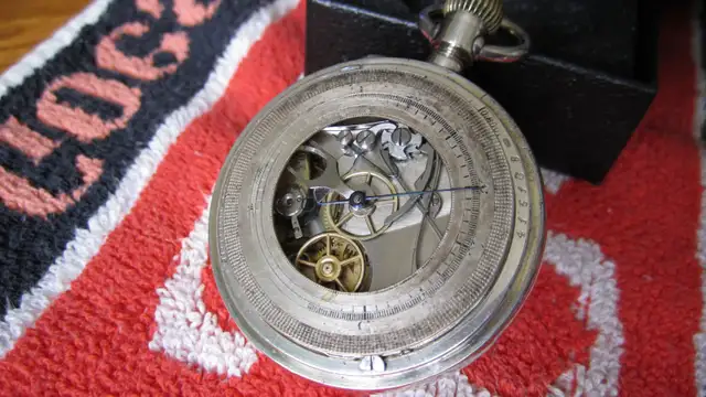 RARE 1880's DOUBLE DIAL SINGLE BUTTON CHRONOGRAPH POCKET WATCH - Photo 9