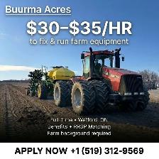 Farm Mechanic Wanted – $30–$35/hr   Full Benefits  RRSP Match
