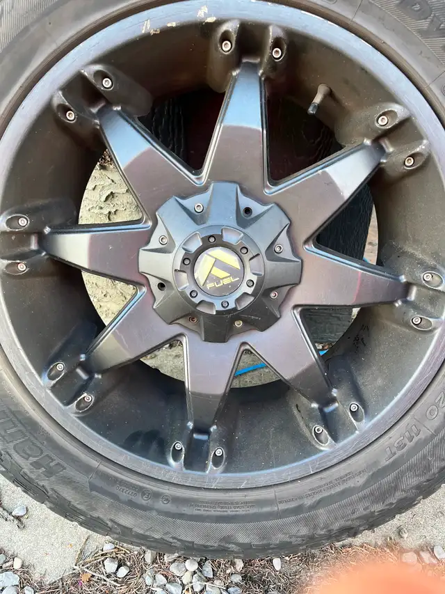 Set of 4, 20" Fuel rims and tires.