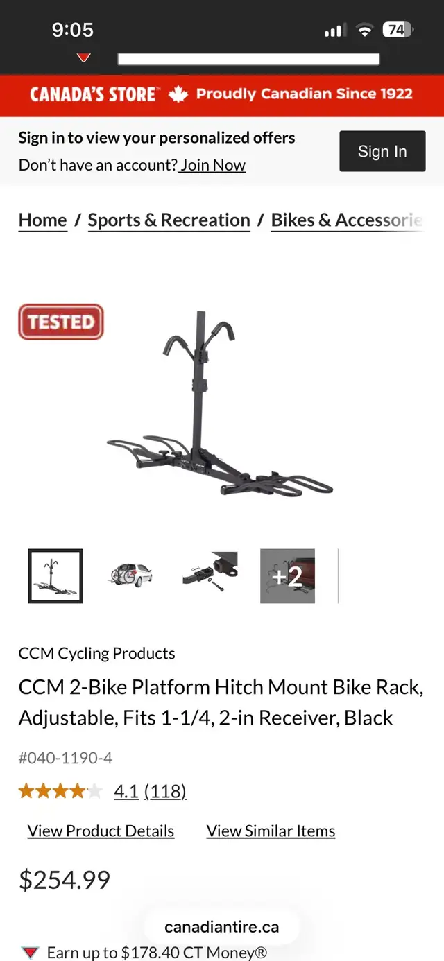 Brand new Hitch Mount Bike rack from Canadian Tire.