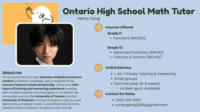 Ontario High School Math Tutor