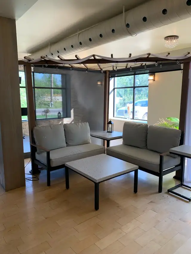 Patio Conversation Set WITH  Triangle Pergola - Like NEW $60