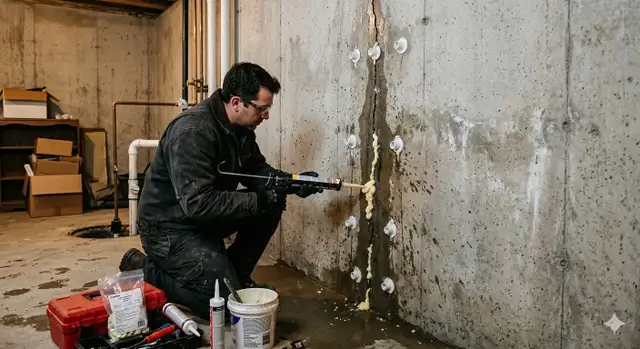 Basement Leaking | Crack Fill