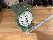 Antique pastel green American Family kitchen scale
