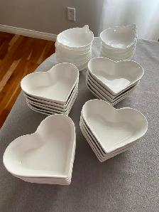 Lot of 35 white dishes, wedding decor