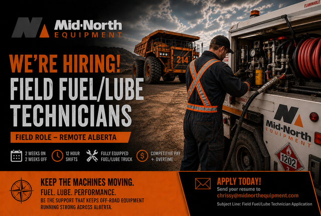Hiring - Fuel and Lube Technician - Remote Alberta