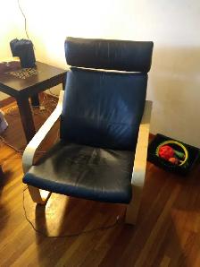 IKEA Poang Armchair Genuine Black Leather - Photo 2