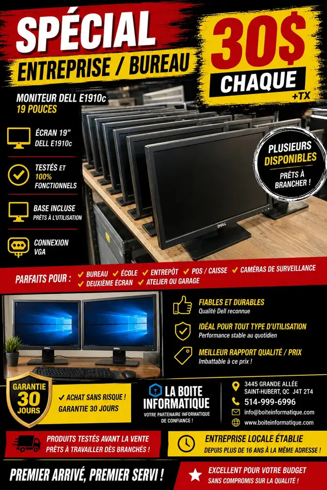️ Moniteur Dell E1910c 19 po – Robuste, Testé & Fonctionnel –