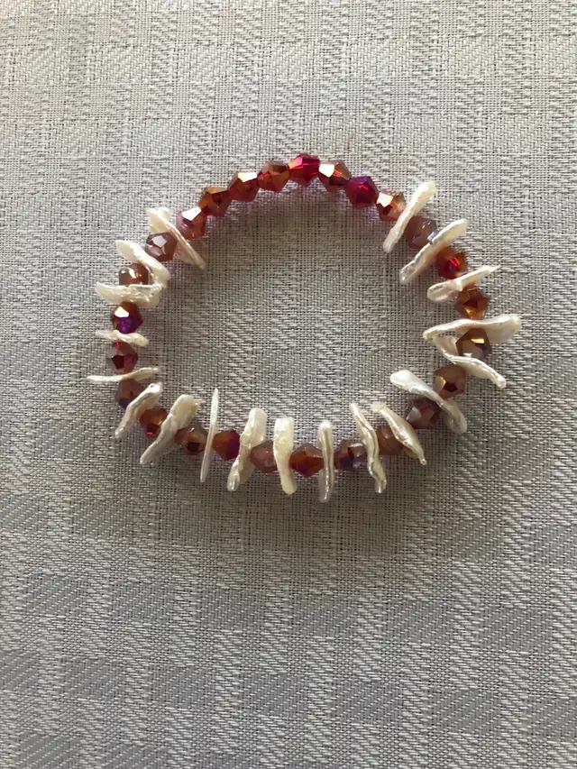 Handmade Freshwater Pearl  with Chez Glass  Crystal