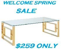 EROS COFFEE TABLE IN POLISHED GOLD AND THICK GLASS.. - Photo 6