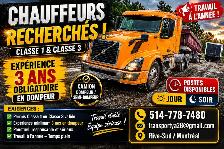 Chauffeur Classe 1 ou 3 – Camion Dompeur – Rive-Sud / Montréal