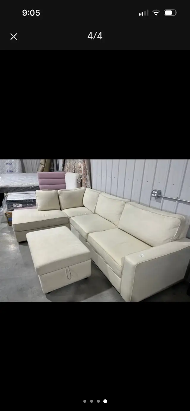 Fabric Sectional with Storage Ottoman - floor model