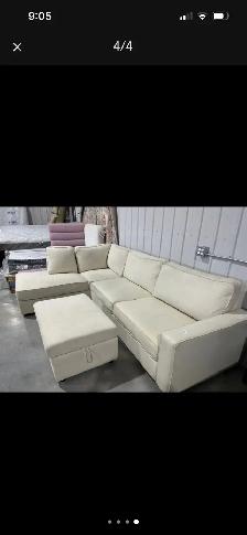 Fabric Sectional with Storage Ottoman - floor model