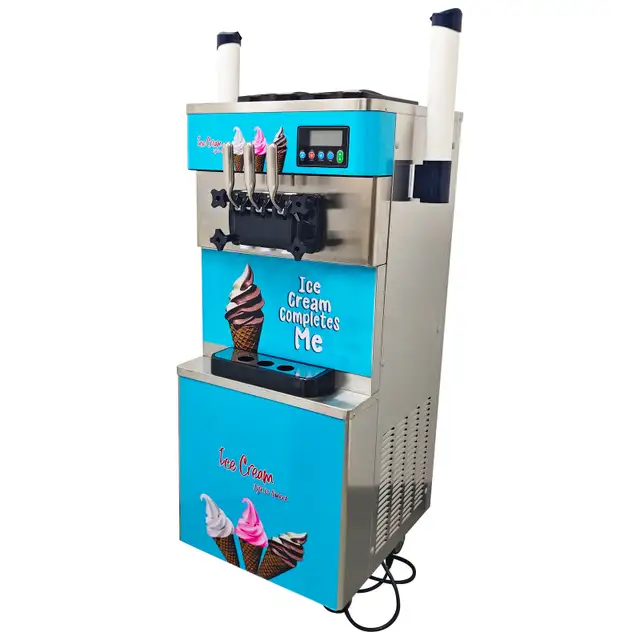 2 1Flavors Stainless Steel Soft Ice Cream Machine 3 Heads 210185