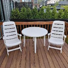 2 chaises de patio pliantes en PVC, 2 coussins & table - Photo 2