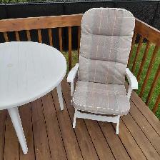 2 chaises de patio pliantes en PVC, 2 coussins & table - Photo 3