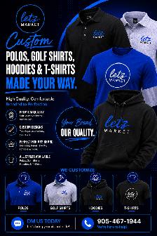 Custom Hoodie/T-Shirts/Golf Shirts/Polos