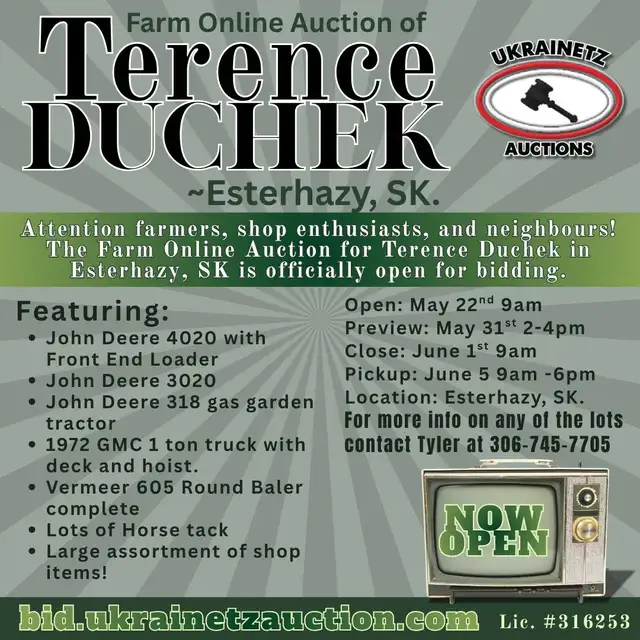 The Farm Online Auction of Terence Duchek ~Esterhazy, SK.