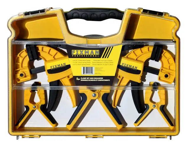 FIXMAN 5PC CLAMP SET AND ORGANIZER FOR ONLY $10