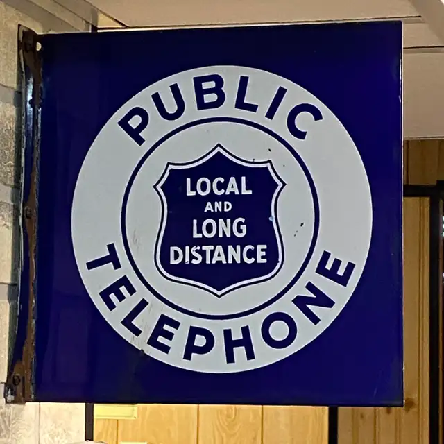 GENUINE Antique 11 x 11 Public Telephone Sign