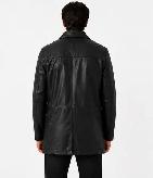 Men’s Classic Black Leather Coat 4XL - Photo 3