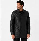 Men’s Classic Black Leather Coat 4XL - Photo 4