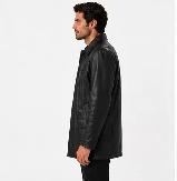 Men’s Classic Black Leather Coat 4XL - Photo 5