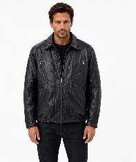 Men’s Patchwork Leather Bomber Jacket - Photo 2