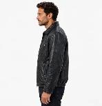 Men’s Patchwork Leather Bomber Jacket - Photo 3