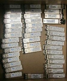 Lot of 41 Assorted SFP Transceivers - Intel, Finisar, JDSU, Avag