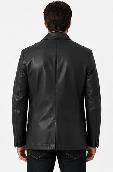 Men’s Classic Black Leather Blazer Jacket - Photo 4