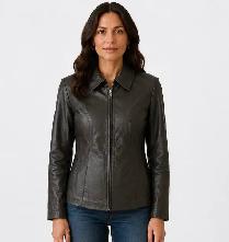 Women’s Fitted Leather Jacket-M - Photo 2