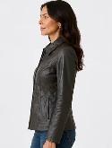 Women’s Fitted Leather Jacket-M - Photo 3