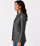 Women’s Tailored Grey Leather Jacket - Photo 3