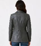 Women’s Tailored Grey Leather Jacket - Photo 4