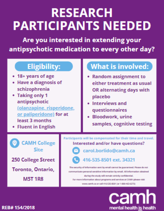 Compensated Schizophrenia Research Study at CAMH!