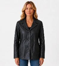 Women’s Classic Black Leather Jacket - Photo 2