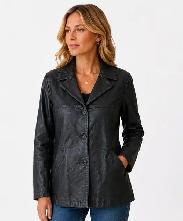 Women’s Classic Black Leather Jacket - Photo 5