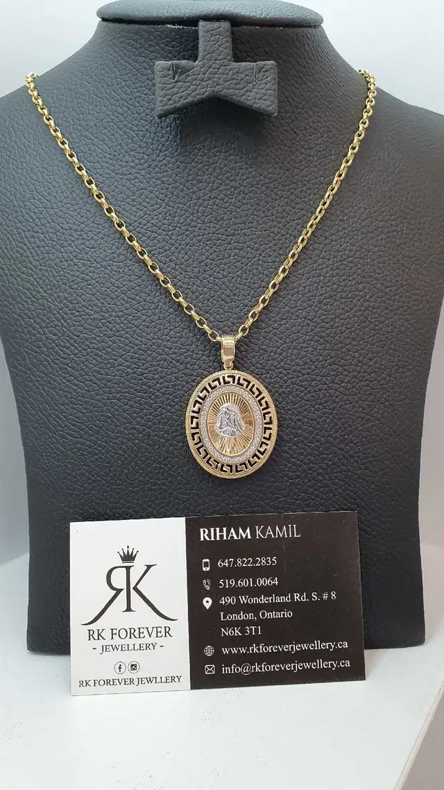 10k yellow gold chain & pendant # 405_9