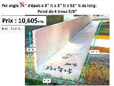 Fer angle 1/4'' d'épais x 5'' x 3'' 1/2 x 46'' usagés et autres - Photo 10