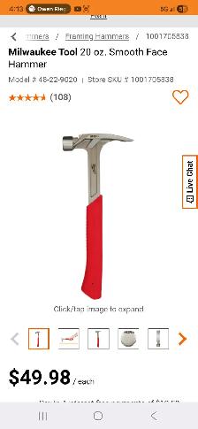 Milwaukee Tool 20 oz. Smooth Face HammerModel # 48-22-9020 - Photo 2