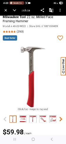 Milwaukee Tool 22 oz. Milled Face Framing Hammer # 48-22-9022 - Photo 2