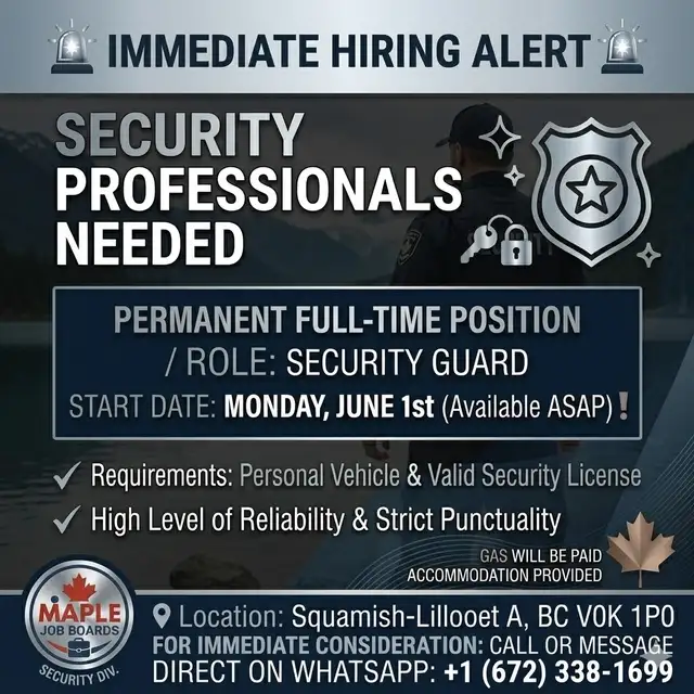 Urgent: Permanent Full-Time Security Guard Needed