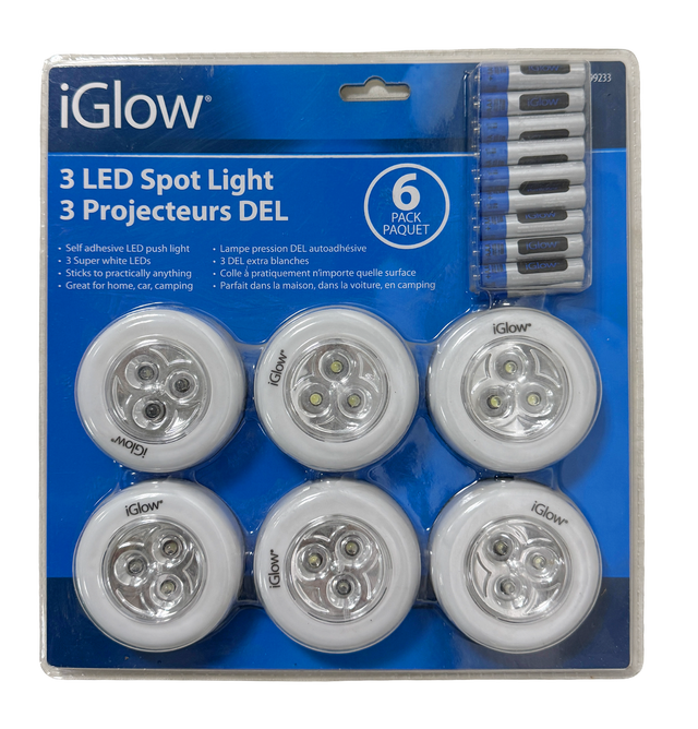 IGLOW 6PK 3 LED AND 3 DEL FOR ONLY $5